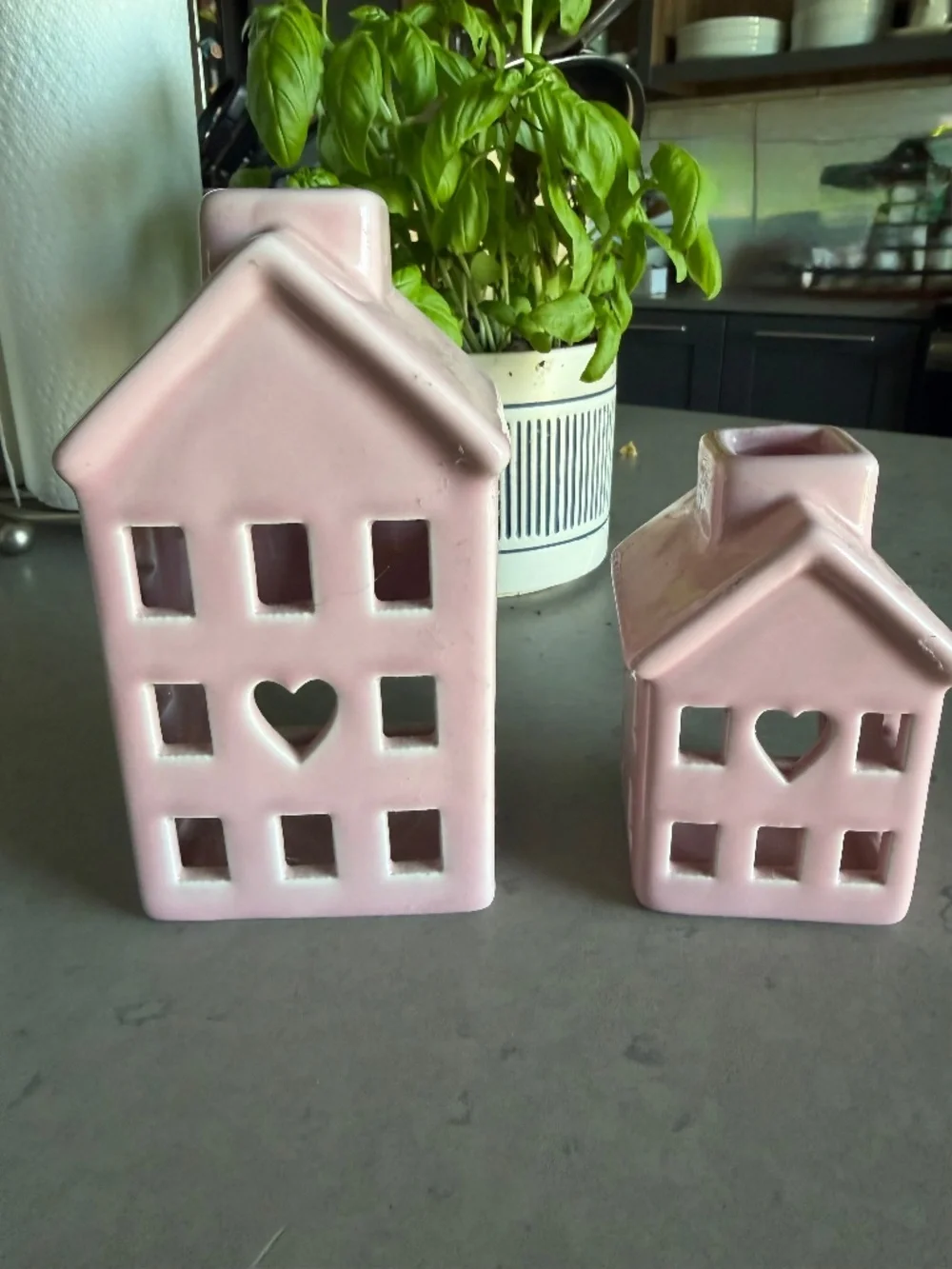 Set of two ceramic tea light holders